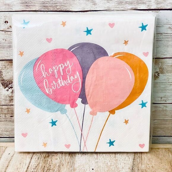 Dayna Lu Collection Other - NWT Dayna Lu White Happy Birthday 
Colorful Balloons 40 Pack 3 Ply Paper Napkins